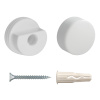 Крепление для зеркала D 18 мм пластик. белое гладкое. втулка + колпачок + дюбель + шуруп (4 шт.)