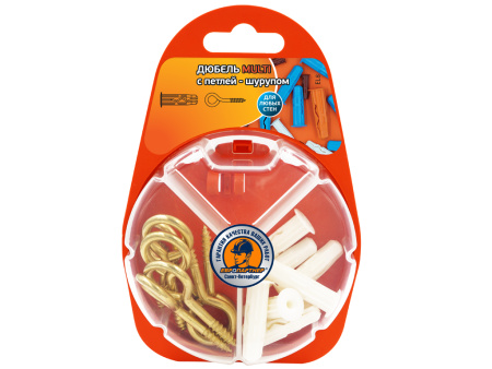 Универсальный нейлоновый дюбель для любых стен Multi 8 петля-шуруп