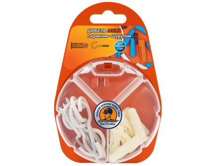 Универсальный нейлоновый дюбель для любых стен Multi 6 Крюк-шурупом белым