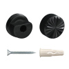 Крепление для зеркала D 18 мм пластик. черное рифленое. втулка + колпачок + дюбель + шуруп (4 шт.)