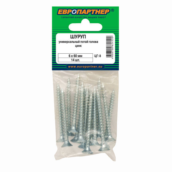 Шуруп универсальный с потайной головкой ZN 6x60 (14 шт.)